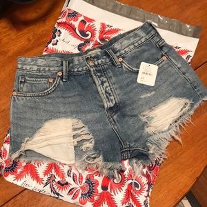 Free people distressed denim shorts